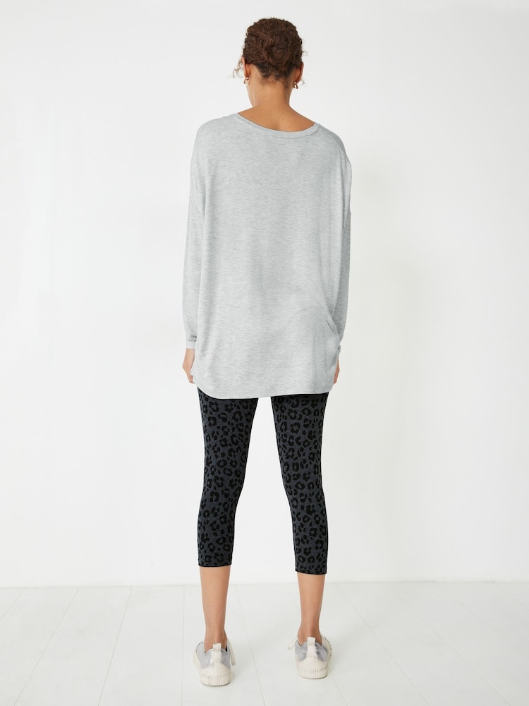 Hush Grey Gillian Wide Jersey V-Neck Top - Image 2 of 3