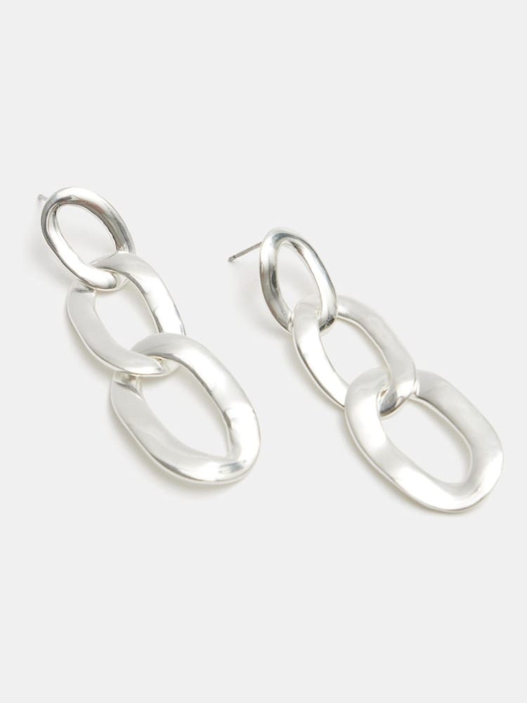 Hush Silver Tone Cameron Chain Link Earrings - Image 2 of 4