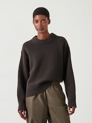 Hush Brown Cora Chunky Cashmere Crew Jumper - Image 1 of 5