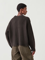 Hush Brown Cora Chunky Cashmere Crew Jumper - Image 3 of 5