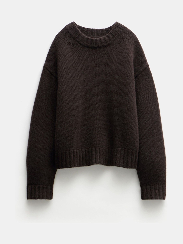 Hush Brown Cora Chunky Cashmere Crew Jumper - Image 5 of 5