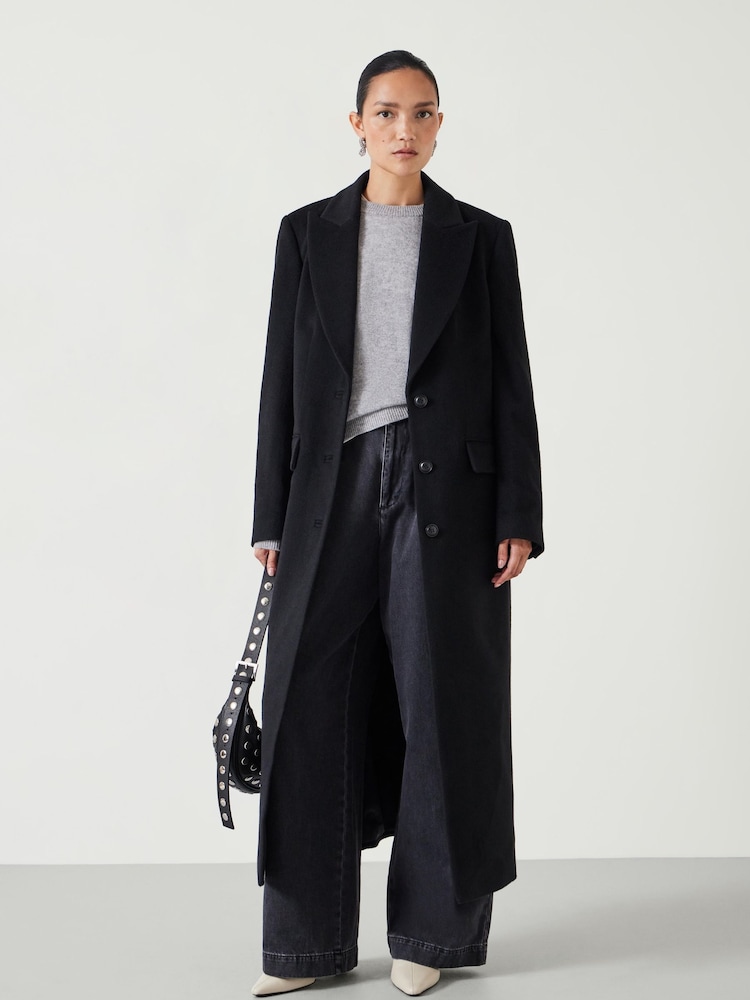 Hush Black Meridah Cashmere Blend 100% Cotton Coat - Image 1 of 5
