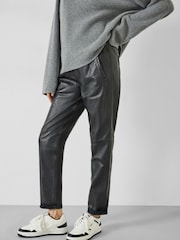 Hush Black Leather Joggers - Image 1 of 5