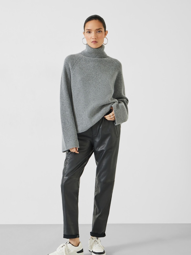Hush Black Leather Joggers - Image 2 of 5