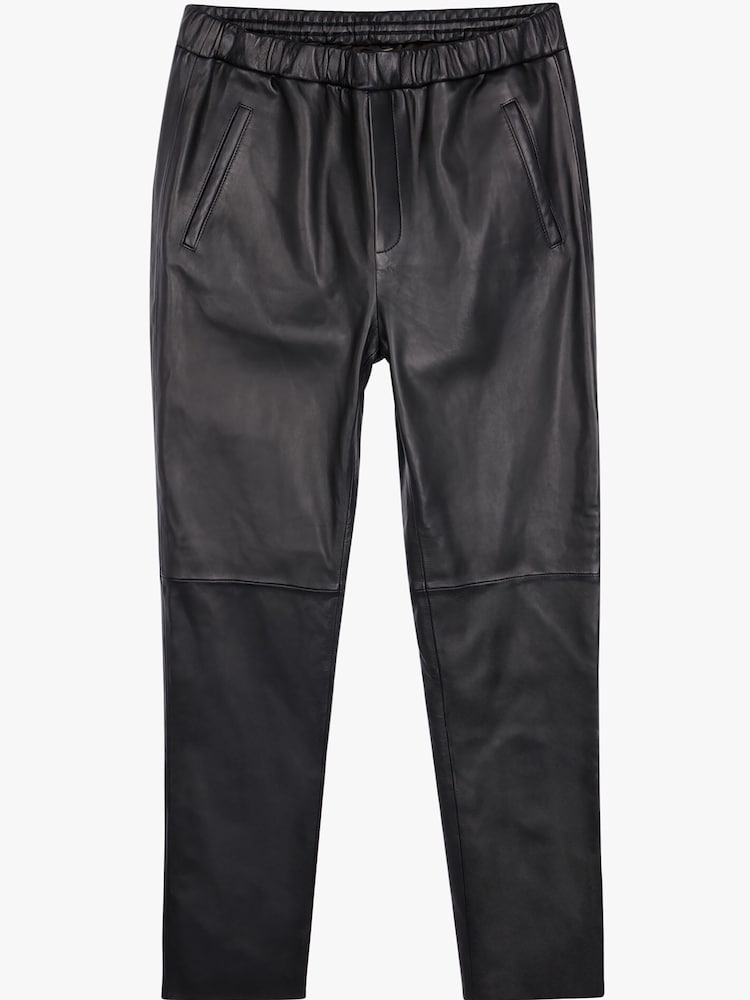 Hush Black Leather Joggers - Image 5 of 5