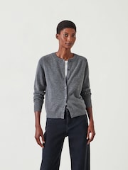 Hush Grey Slim Daphne Cashmere Button Through Cardigan - Image 1 of 5
