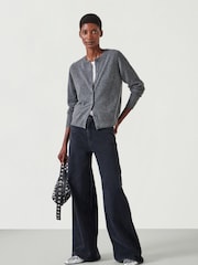 Hush Grey Slim Daphne Cashmere Button Through Cardigan - Image 2 of 5