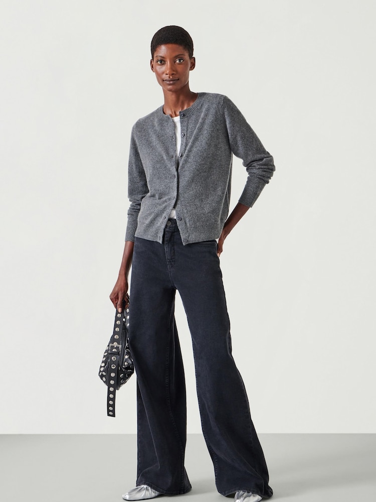 Hush Grey Slim Daphne Cashmere Button Through Cardigan - Image 2 of 5