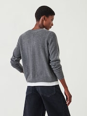 Hush Grey Slim Daphne Cashmere Button Through Cardigan - Image 3 of 5