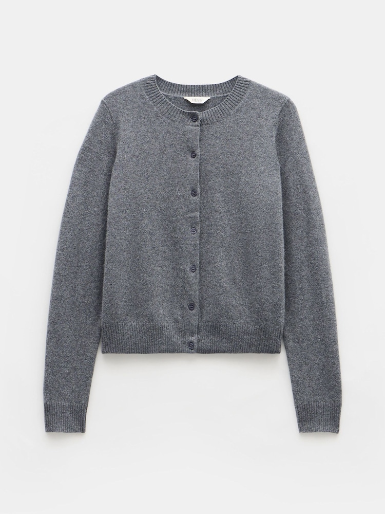 Hush Grey Slim Daphne Cashmere Button Through Cardigan - Image 5 of 5