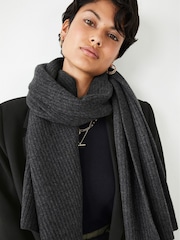 Hush Grey Teresa Ribbed Cashmere Scarf - Image 2 of 4
