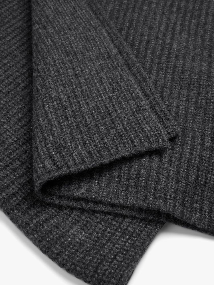 Hush Grey Teresa Ribbed Cashmere Scarf - Image 4 of 4