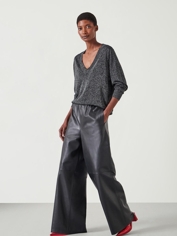Hush Silver Gracey V-Neck Metallic Jumper - Image 2 of 5