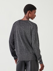 Hush Silver Gracey V-Neck Metallic Jumper - Image 3 of 5