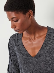 Hush Silver Gracey V-Neck Metallic Jumper - Image 4 of 5
