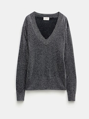 Hush Silver Gracey V-Neck Metallic Jumper - Image 5 of 5