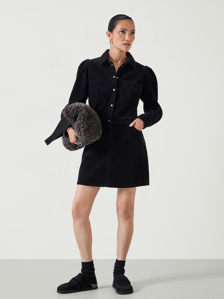 Hush Black Mariella Corduroy Mini 100% Cotton Dress - Image 1 of 5
