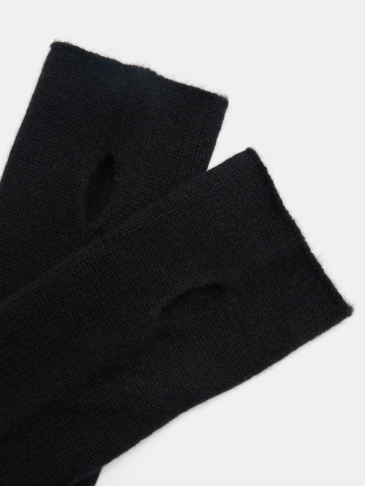 Hush Black Cashmere Fingerless Gloves - Image 2 of 3
