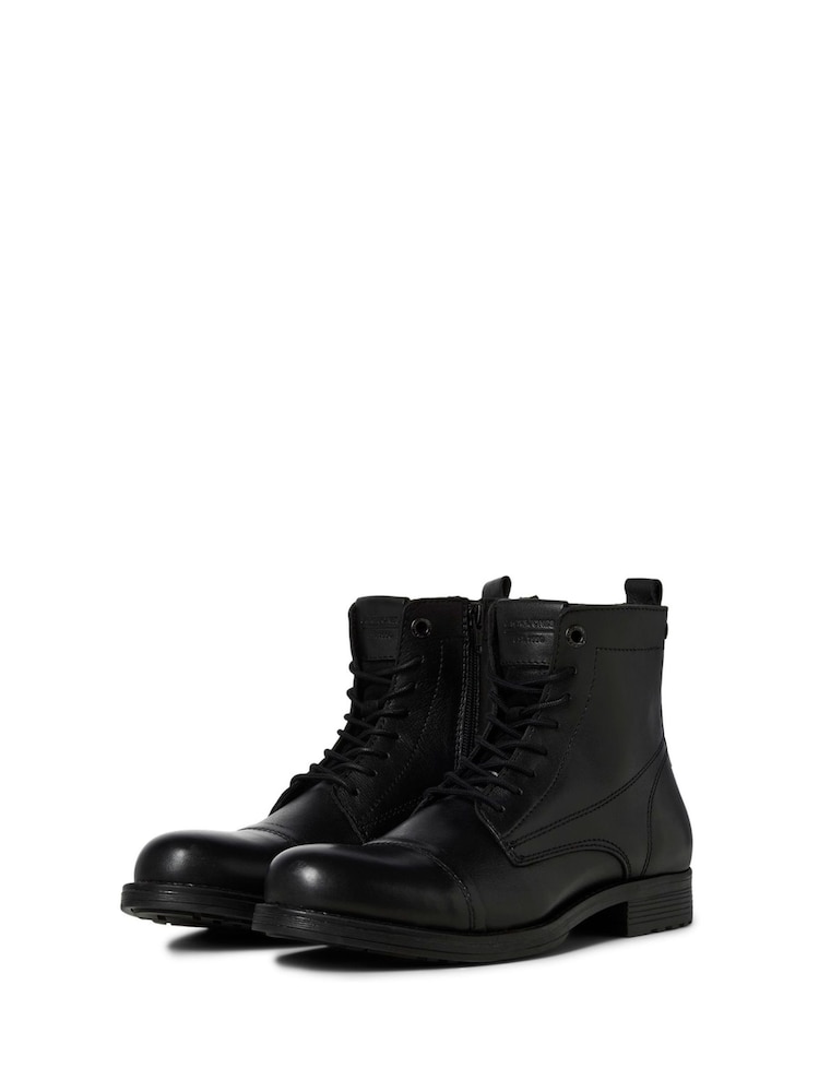 JACK & JONES Black Leather Boots - Image 2 of 5 JACK & JONES Black Leather Boots - Image 2 of 5