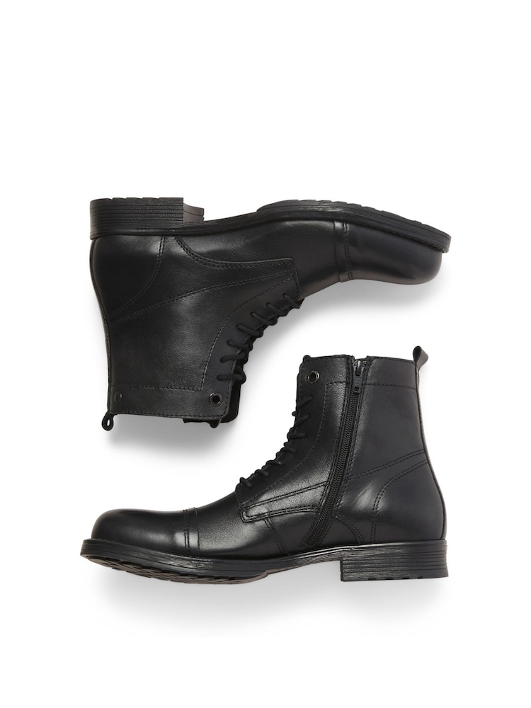 JACK & JONES Black Leather Boots - Image 3 of 5