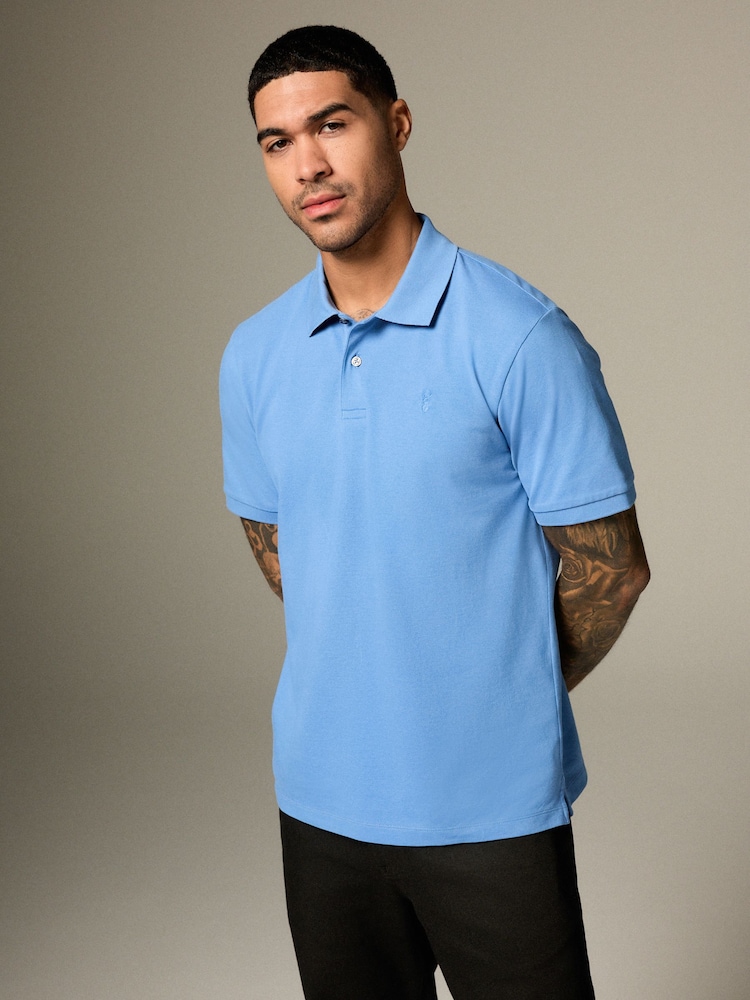 Blau - Reguläre Passform - Piqué-Poloshirt Kurzarm - Image 1 of 9