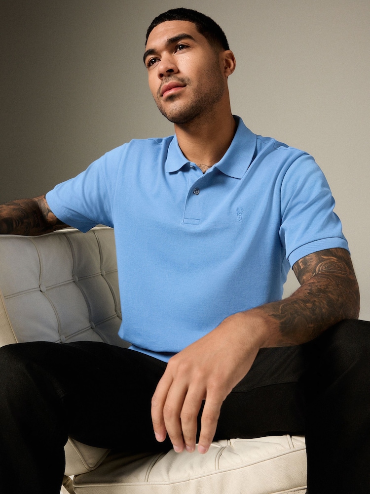 Blau - Reguläre Passform - Piqué-Poloshirt Kurzarm - Image 4 of 9
