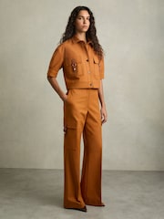 Reiss Mariane Button-Through Cropped Cargo Top - Image 1 of 6