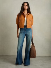 Reiss Mariane Button-Through Cropped Cargo Top - Image 3 of 6