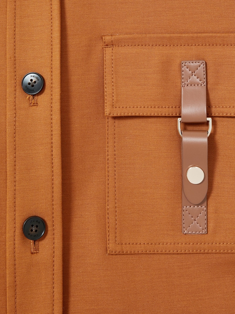 Reiss Rust Mariane Button-Through Cropped Cargo Top - Image 6 of 6 Reiss Rust Mariane Button-Through Cropped Cargo Top - Image 6 of 6