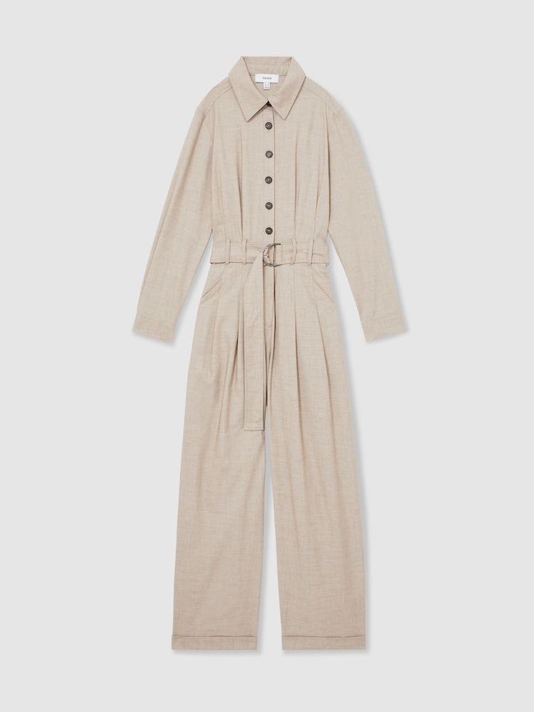 Reiss Neutral Abigail Tailored Wide Leg Jumpsuit - Image 2 of 6