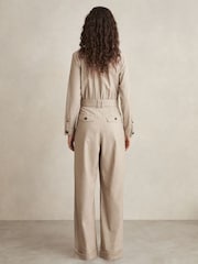 Reiss Neutral Abigail Tailored Wide Leg Jumpsuit - Image 4 of 6