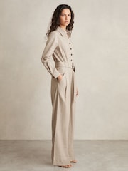 Reiss Neutral Abigail Tailored Wide Leg Jumpsuit - Image 5 of 6