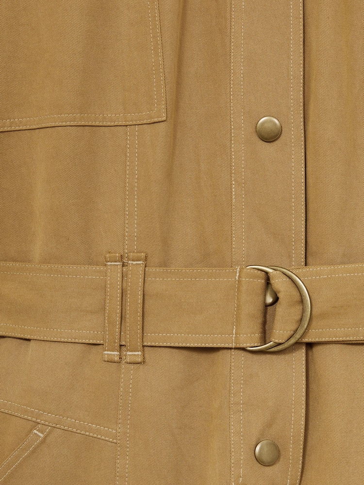 Reiss Camel Mina Lyocell-Cotton Wide-Leg Jumpsuit - Image 6 of 6