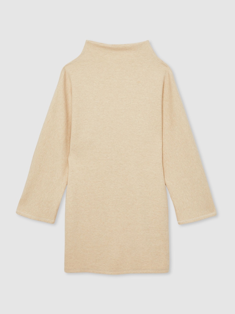 Reiss Cream Amelie Cotton-Blend Jersey Funnel-Neck Dress - Image 2 of 6