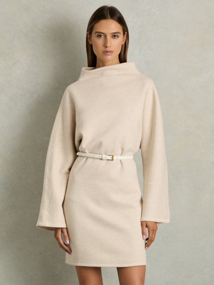 Buy Reiss Cream Amelie Cotton-Blend Jersey Funnel-Neck Dress from Next USA