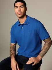 Dark Blue Regular Fit Short Sleeve Pique Polo Shirt - Image 4 of 8