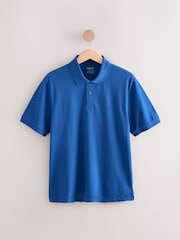 Dark Blue Regular Fit Short Sleeve Pique Polo Shirt - Image 6 of 8