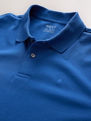 Dark Blue Regular Fit Short Sleeve Pique Polo Shirt - Image 7 of 8