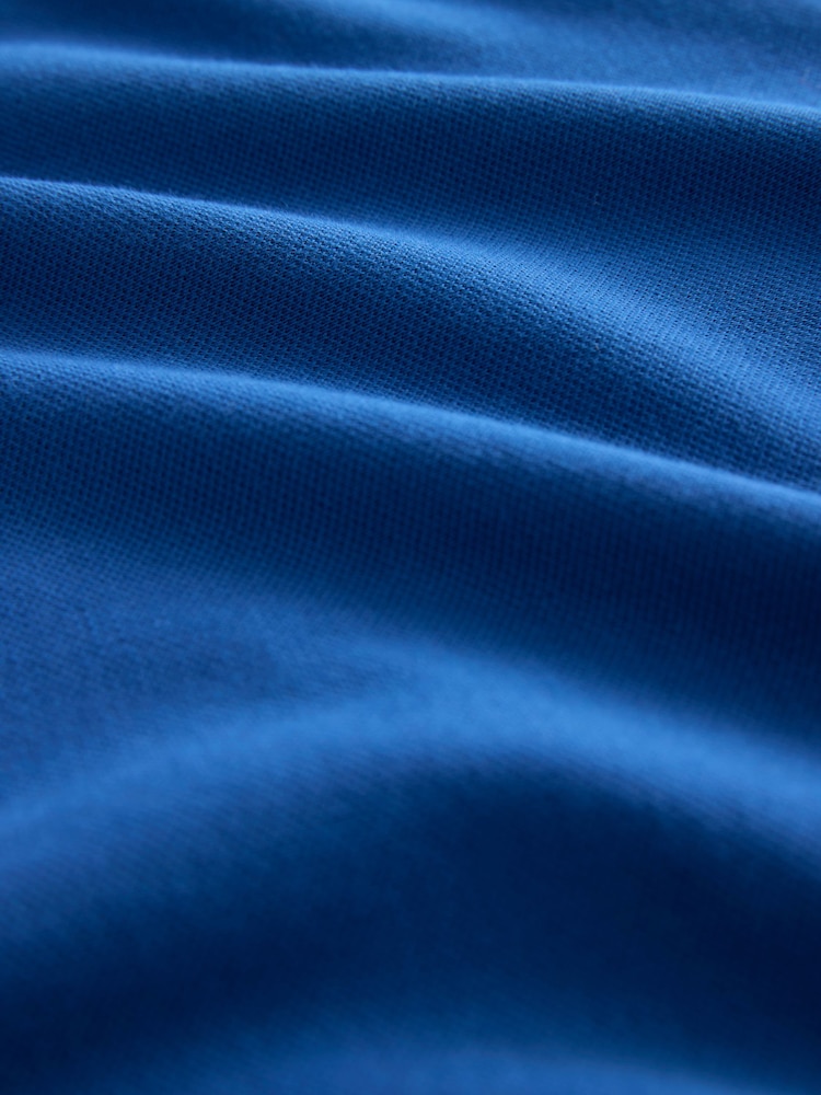 Dark Blue Regular Fit Short Sleeve Pique Polo Shirt - Image 8 of 8