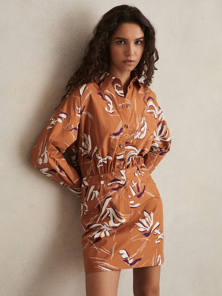 Robe chemise imprimée en coton Reiss Valia - Image 1 of 6