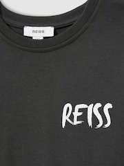 Reiss Washed Black Abbott 100% Cotton Logo-Print Crew-Neck T-Shirt - Image 4 of 4