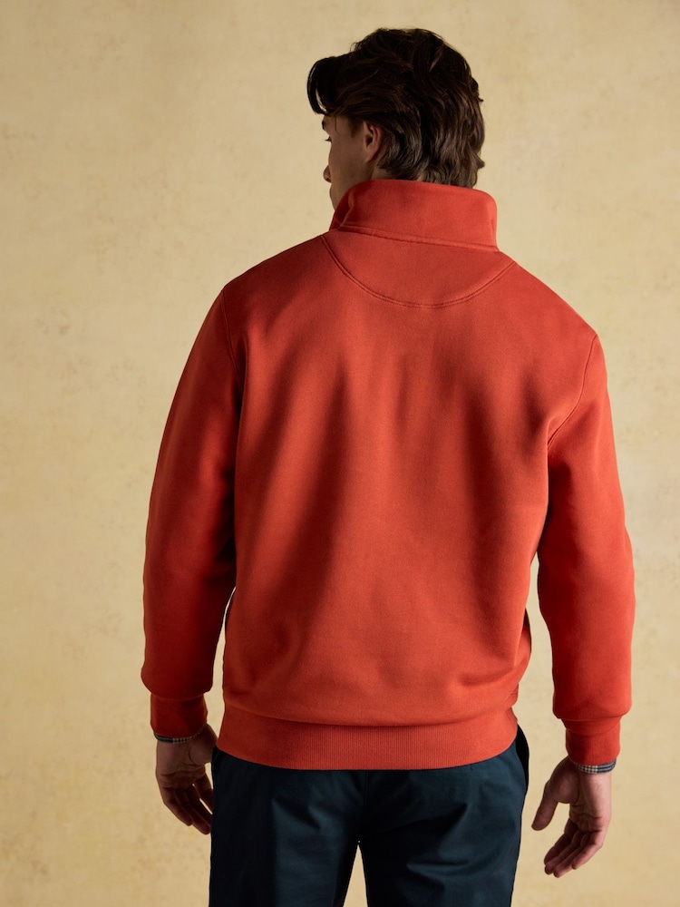 Jenkins Orange Brushed Cotton Quarter Zip Sweatshirt - Image 2 of 7