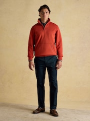 Jenkins Orange Brushed Cotton Quarter Zip Sweatshirt - Image 3 of 7