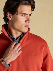 Jenkins Orange Brushed Cotton Quarter Zip Sweatshirt - Image 5 of 7