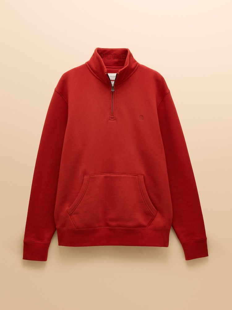 Jenkins Orange Brushed Cotton Quarter Zip Sweatshirt - Image 7 of 7