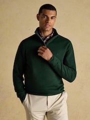 Joules Alistair Cosy Dark Green French Ribbed Knit Sweatshirt - Image 1 of 8