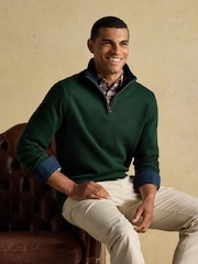 Joules Alistair Cosy Dark Green French Ribbed Knit Sweatshirt - Image 3 of 8