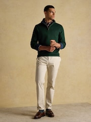 Joules Alistair Cosy Dark Green French Ribbed Knit Sweatshirt - Image 5 of 8