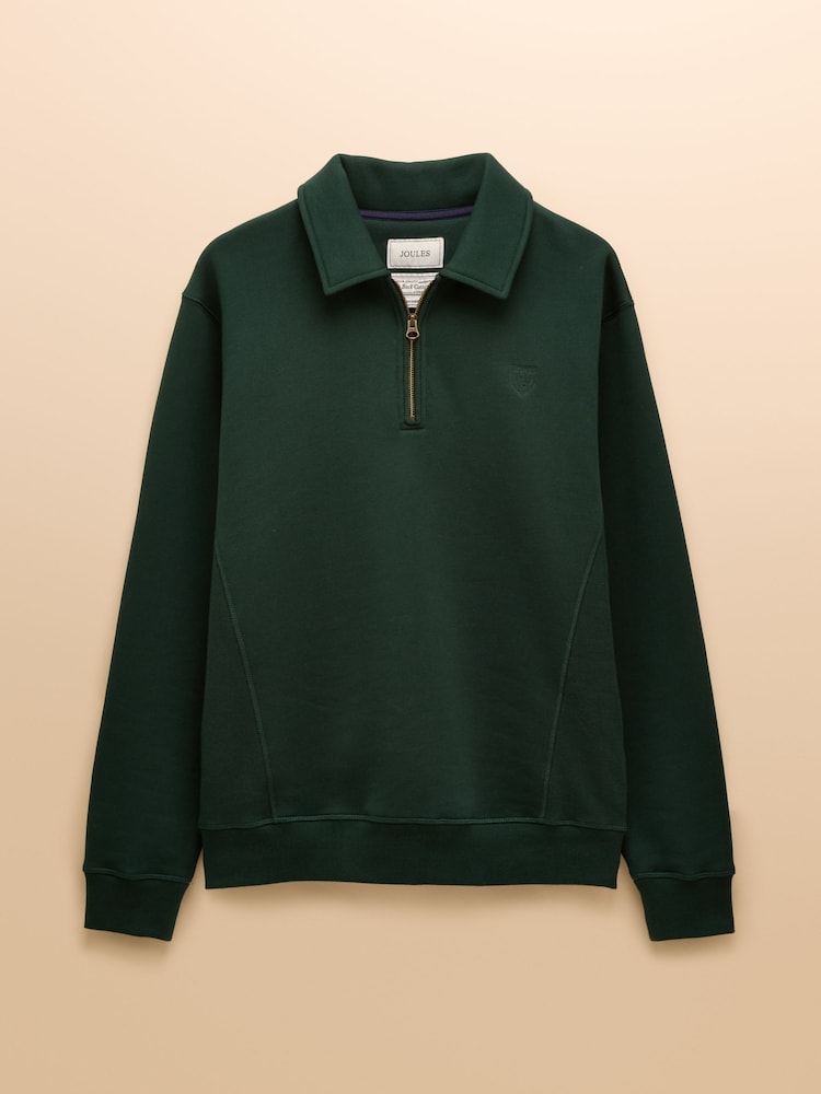 Joules Jenkins Green Brushed Cotton Collar Sweatshirt - Image 9 of 9