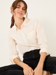FatFace Olivia Ivory Embroidered 100% Cotton Long Sleeve Shirt - Image 4 of 8